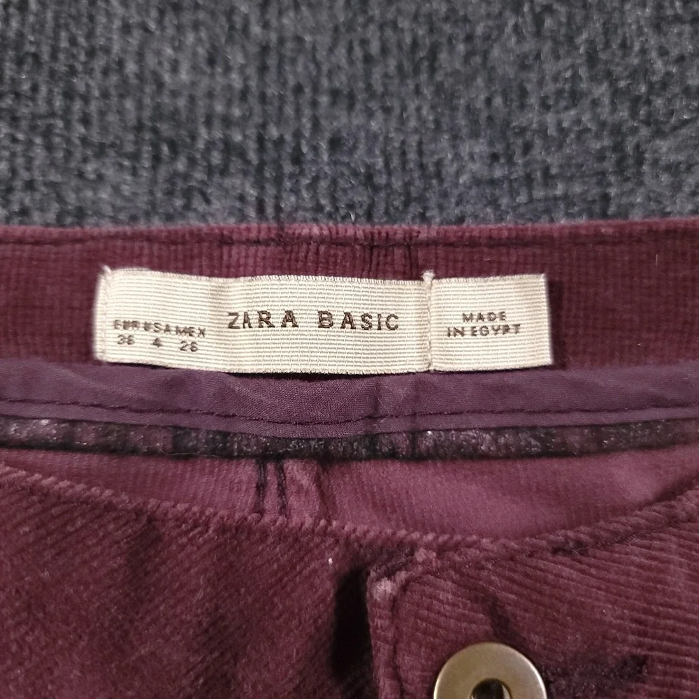 Zara Basic Women's Corduroy Skinny Pants‎ Burgundy Size 4